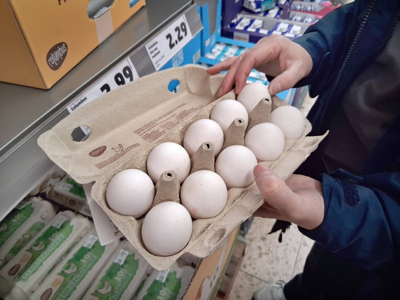 Der Eierkarton wird an der Kasse häufig geprüft