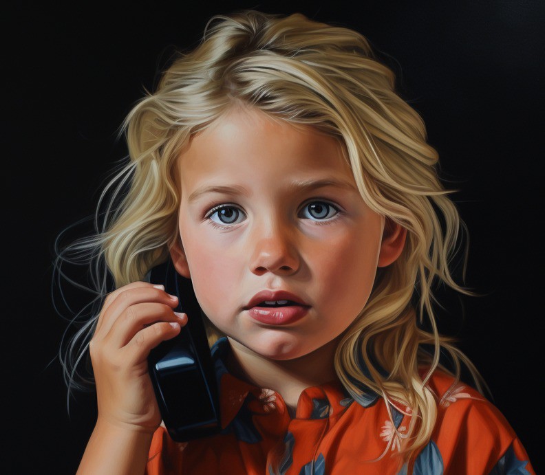 Das kleine Mädchen, das sich um ihren Vater Sorgen macht, muss dem Notruf einige Fragen beantworten.