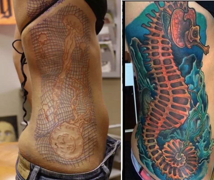 Hier entstand ein Tattoo-Fail, das mit einem Cover-up gerettet werden musste.