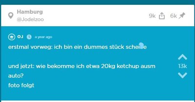 Jodel-Nutzer verschüttet 20kg Ketchup im Auto seines Vaters