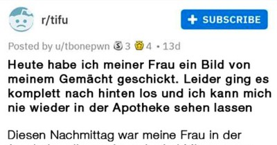 Er schickte seiner Frau ein anzügliches Foto