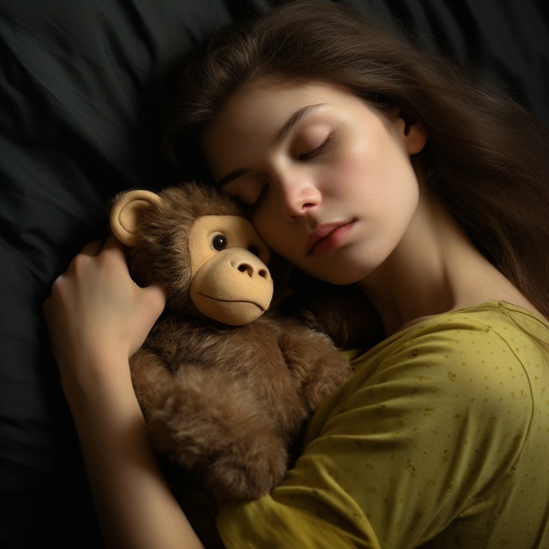 Eine Frau träumt von einem Affen