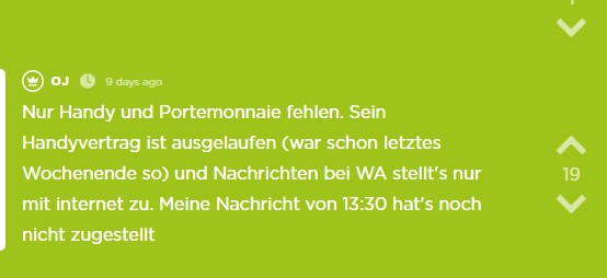 Sie erzählt, was er mitgenommen hat.
