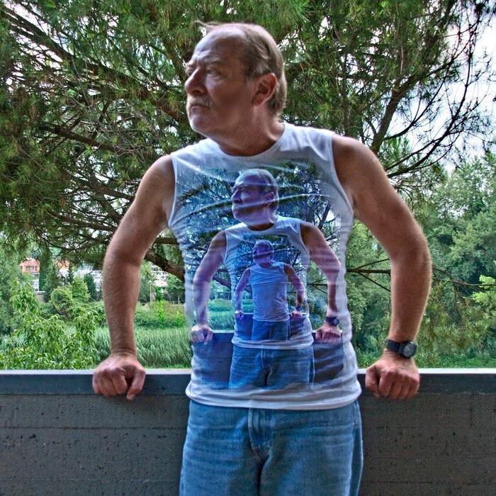 Vater mit photogeshopptem Bild