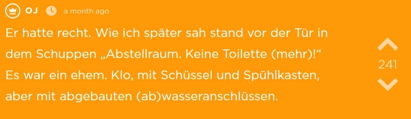Klo ohne Anschluss für OJ