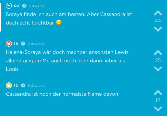 Jodel Screenshot zu Babynamen