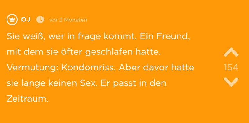 Immerhin: Sie weiß, von wem das Kind ist