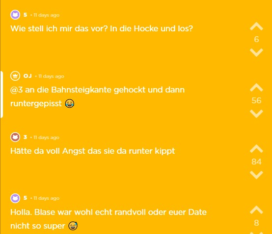 Jodler fragen sich, wie es das Date von OJ nur geschafft hat auf die Gleise zu pinkeln.