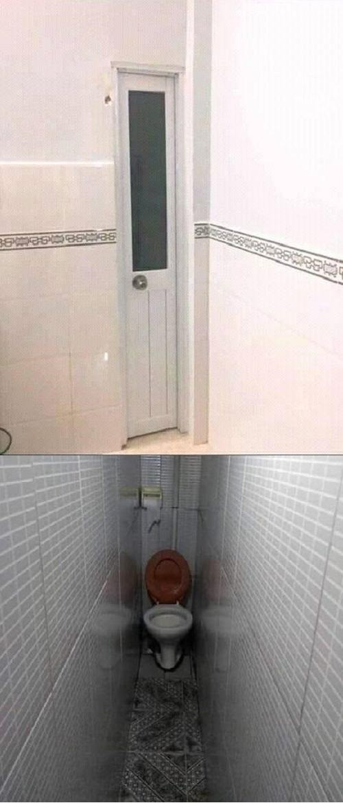 Zu sehen ist eine enge Toilette auf dem Bild, welches Menschen nur verstehen können, wenn sie mal auf Wohnungssuche waren.