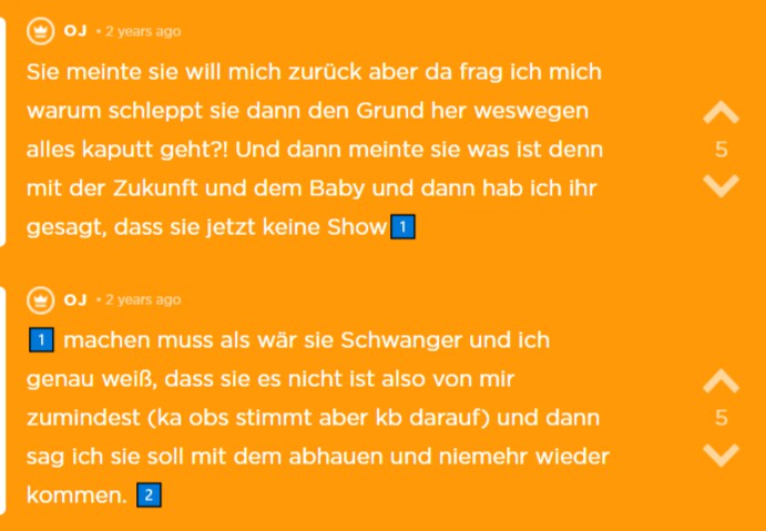 Die Freundin will ihn zurück und behauptet dass sie schwanger ist