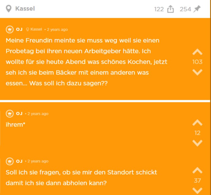 Jodler sieht seine Freundin in der Bäckerei mit einem anderen Mann