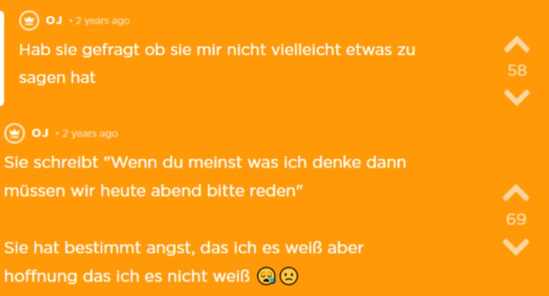 die Freundin hat Angst und flüchtet sich in Ausreden