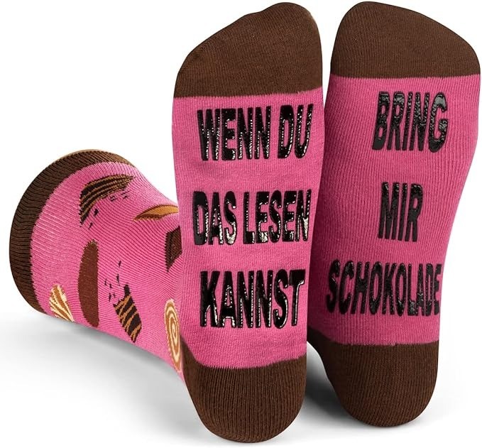 Schokoladenfans freuen sich über solche Socken.