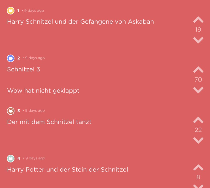 Jode-Screenshot mit dem Wort Schnitzel