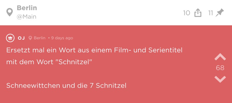 Jode-Screenshot mit dem Wort Schnitzel