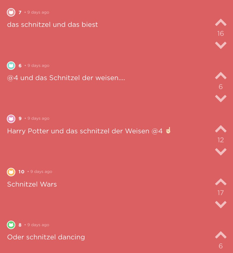 Jode-Screenshot mit dem Wort Schnitzel