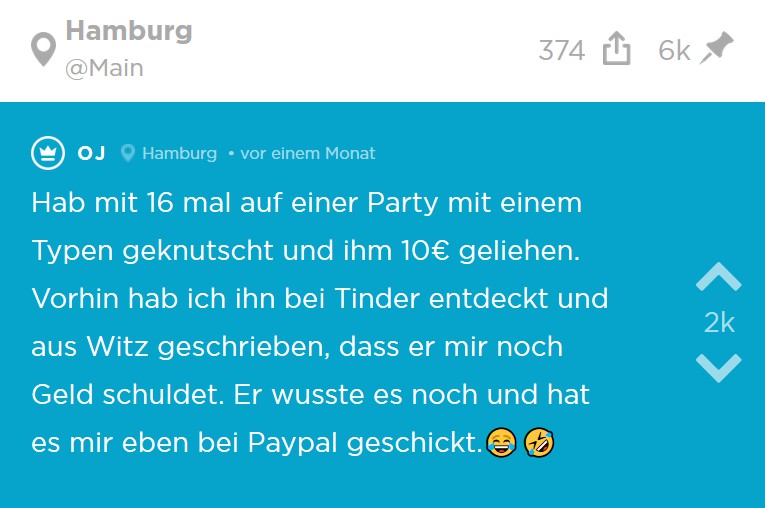 Jodel Bekannter OJ Geld: OJ findet auf Tinder einen alten Bekannten