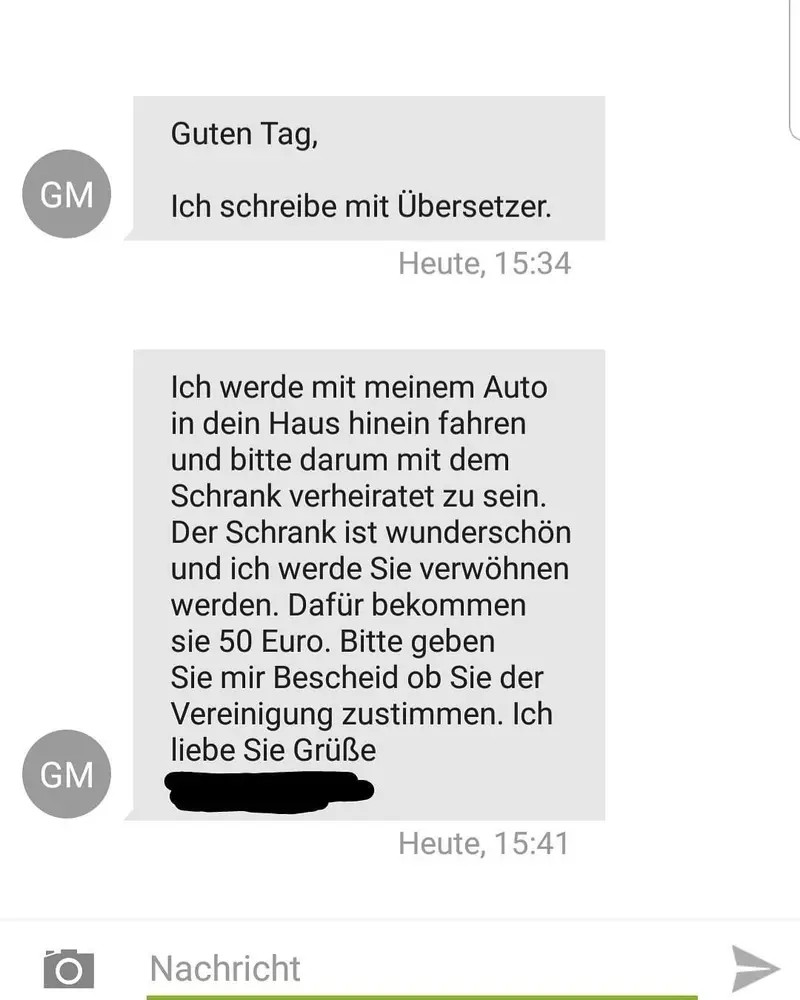 Ein Text, der mit Google Übersetzer übersetzt wurde