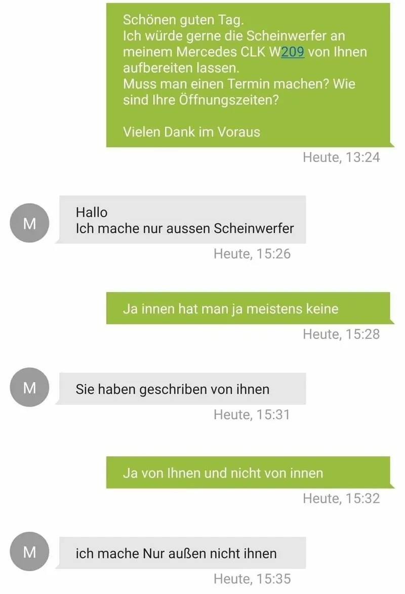 Man sieht ein Gespräch, in dem zwei Nutzer aneinander vorbeireden und die Wörter verwechseln