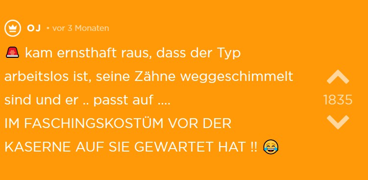 Der Typ war gar kein Soldat, erzählt OJ in ihrem Jodel