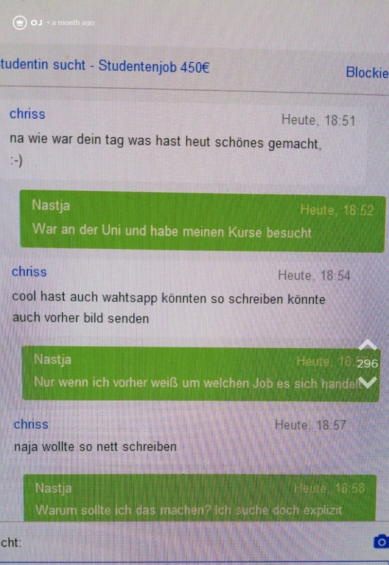 Studentin sucht einen Nebenjob auf Ebay Kleinanzeigen
