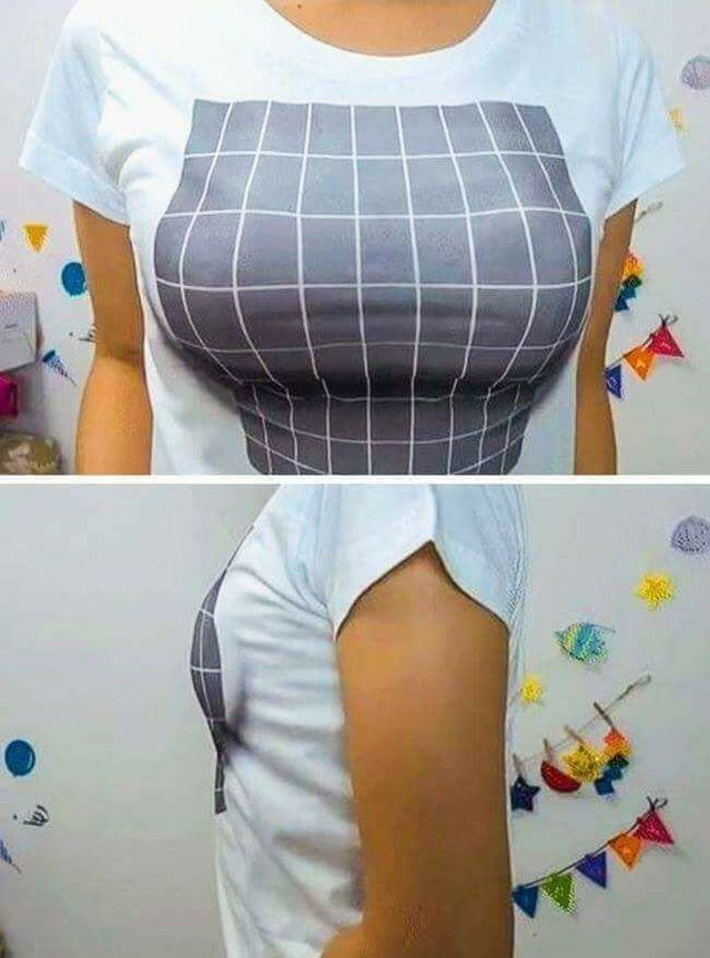 Ein T-Shirt mit einer optischen Täuschung gedruckt