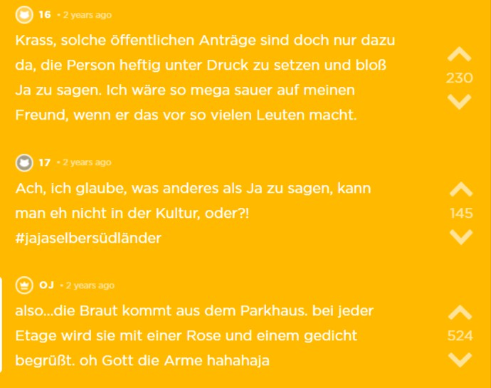 Die Braut wird auf jeder Etage mit einer Rose begrüßt