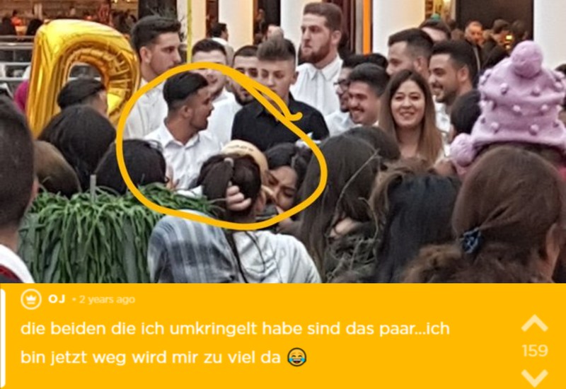 OJ umkringelt das Paar und geht weg