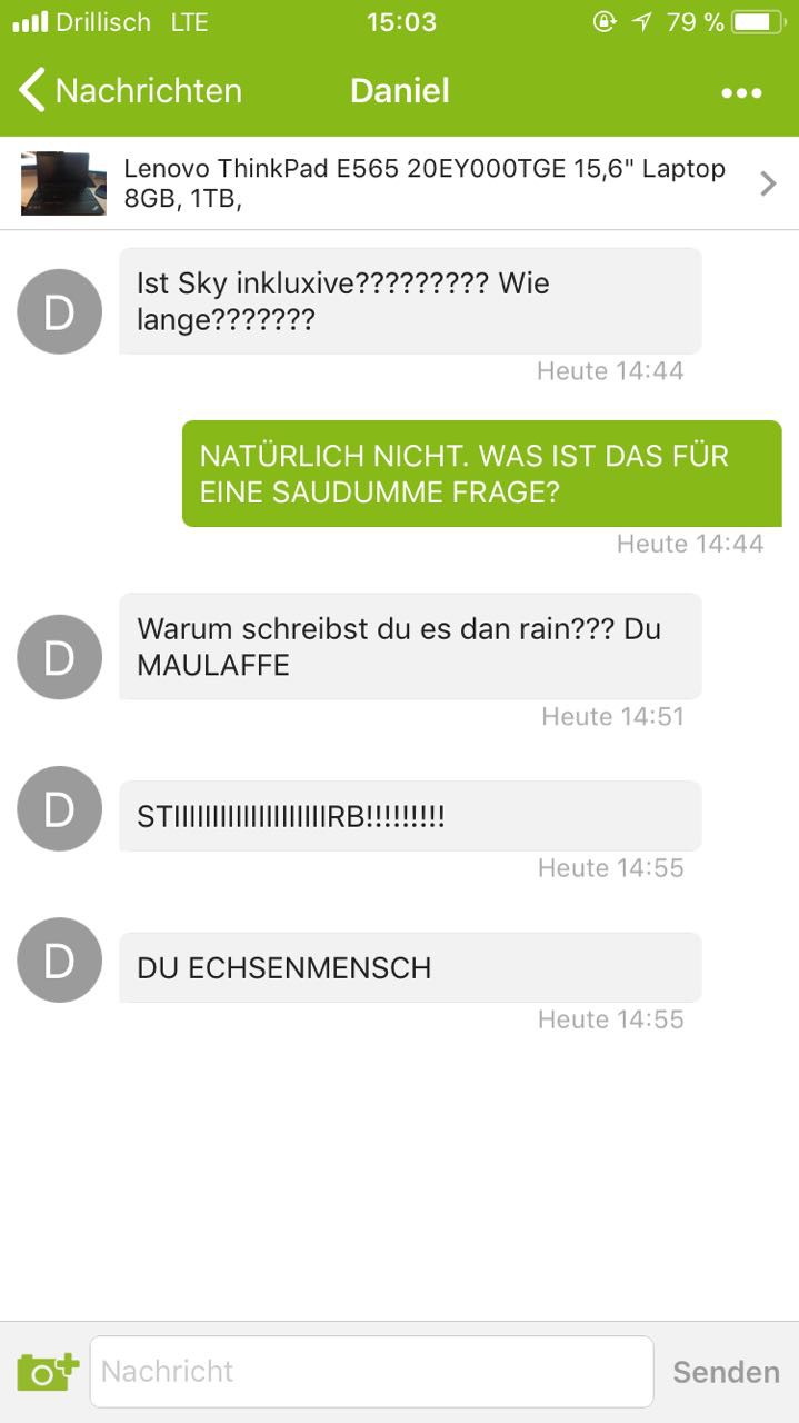 Reddit User postet Chatverlauf von Ebay