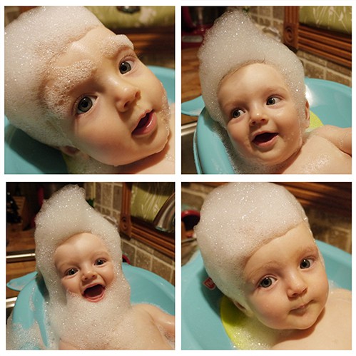 Baby mit Bart aus Schaum