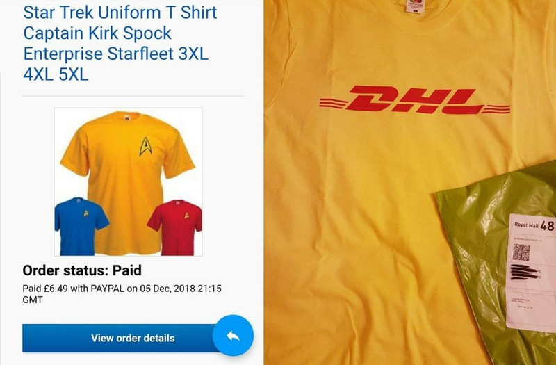 T-Shirt von Star Trek, das sich als Fail Online-Kauf erwiesen hat