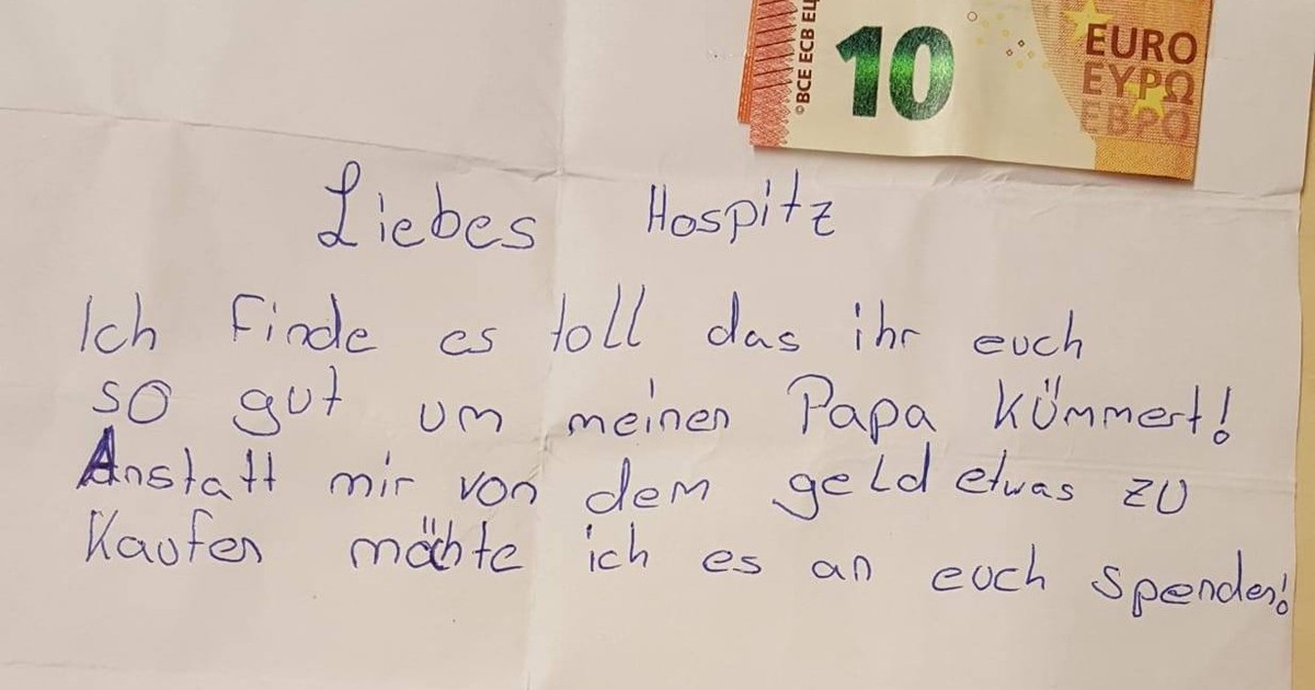 Hospiz erhält rührenden Brief einer Elfjährigen, das ihren Papa pflegt