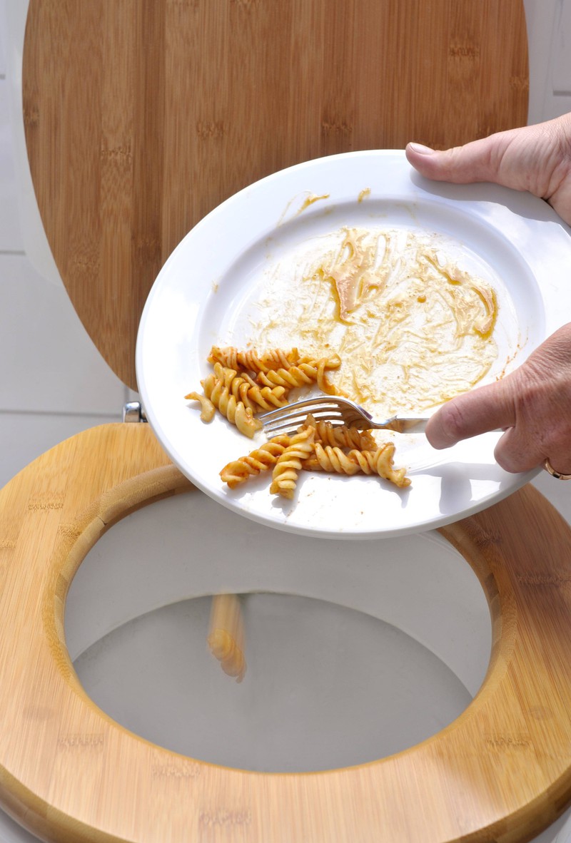 Viele machen den Fehler, Nudeln und andere Essensreste die Toilette herunterzuspülen.