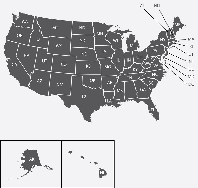 Die USA haben 50 Staaten.