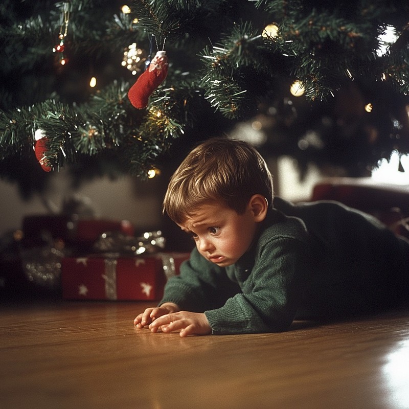 Eine Junge bekam zu Weihnachten nur Werbegeschenke.