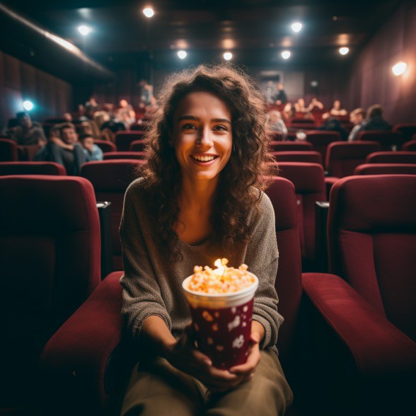 Eine Frau feiert ihren Geburtstag umsonst im Kino
