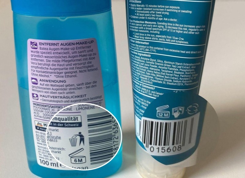 Auf der Rückseite von Kosmetikprodukten findet man wichtige Informationen.