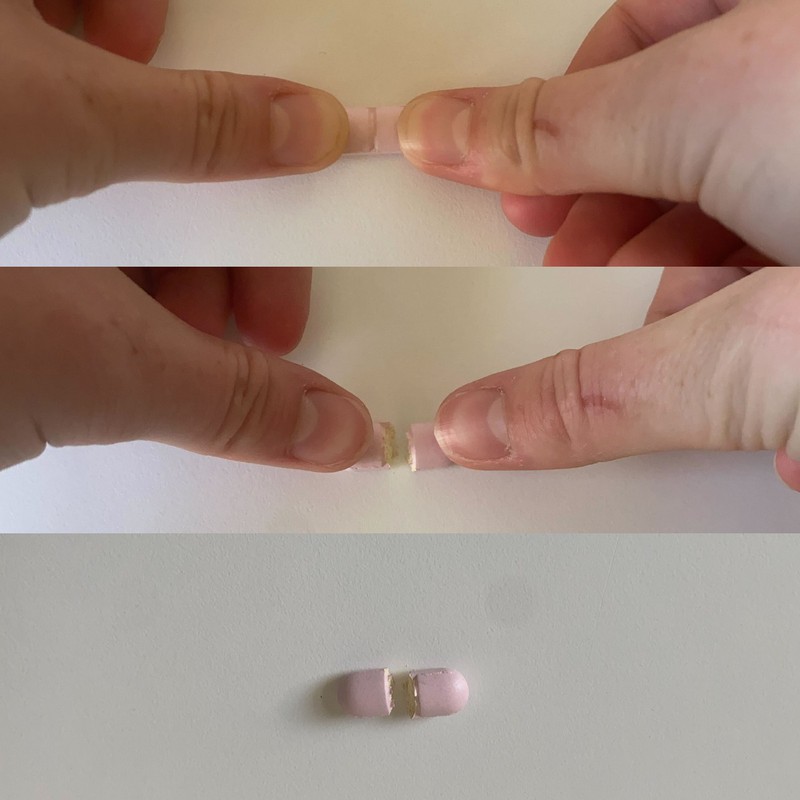 Man kann eine Tablette allein mit den Daumen in der Hälfte teilen!