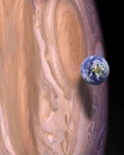 Die Erde im Vergleich zu Jupiter