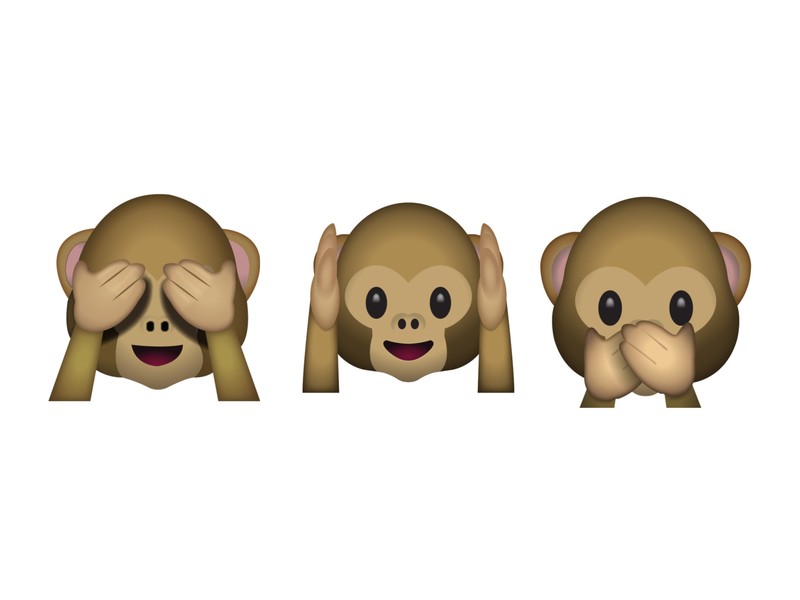 Die drei Affen-Emojis sind wie beste Freunde auf einer Party: Einer sieht keinen Ärger, einer hört keinen Tratsch und einer plaudert keine Geheimnisse aus.