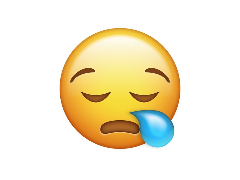 Wenn du dich aus dem Chat ausklinken möchtest, um ins Bett zu fallen, ist das schläfrige Emoji mit der dicken Träne genau das Richtige.