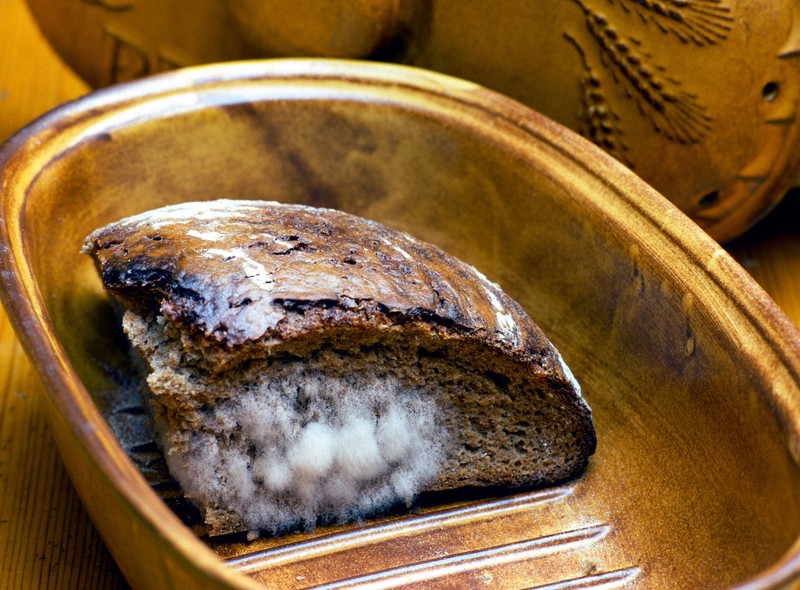 Um Schimmel am Brot zu vermeiden, solltest du es in einen Brotkasten legen.