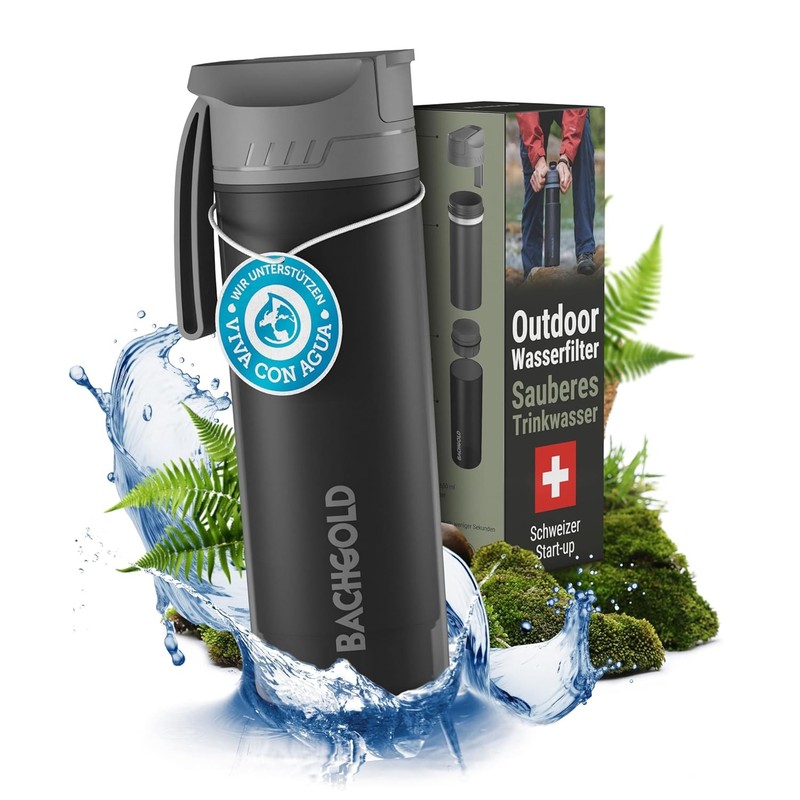 Mit einer Trinkflasche mit integriertem Wasserfilter bist du beim Campen besonders unabhängig.