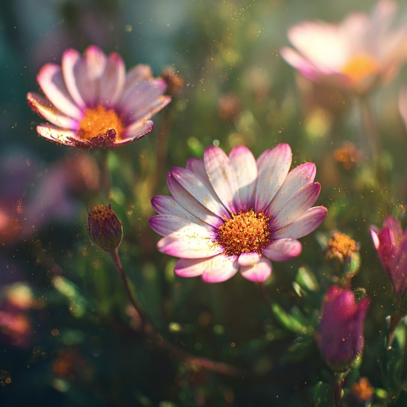 Zimmerpflanze wird mit einer Sprühflasche mit Wasser und Lavendel Öl sanft besprüht.